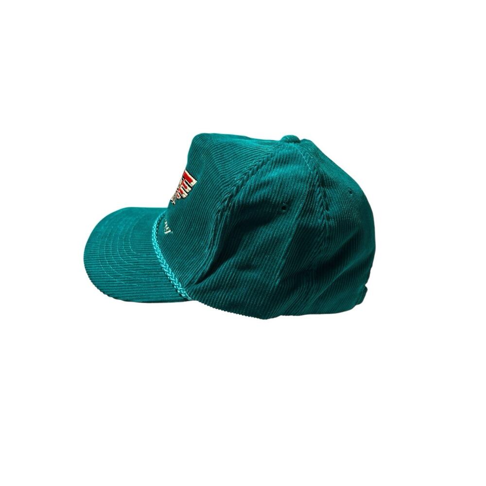 Vintage Corduroy Trucker Hat Cap Strapback Amapro 80s Teal Blue Goldwing Eagle - Picture 2 of 10